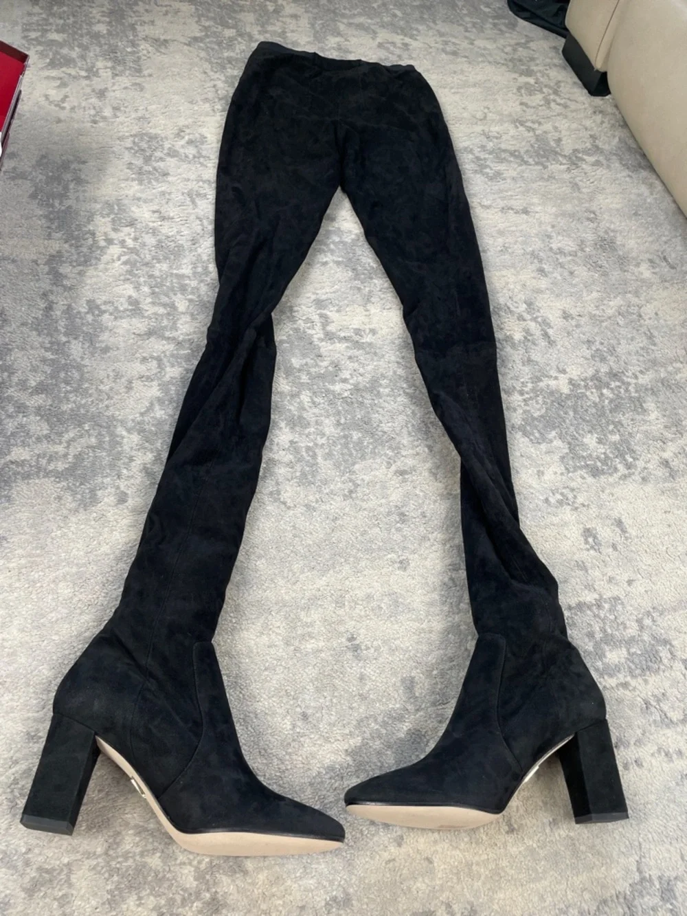 NIB Tamara Mellon Sweet Revenge 75 Black Suede Legging Boots Sz 40 XS/S